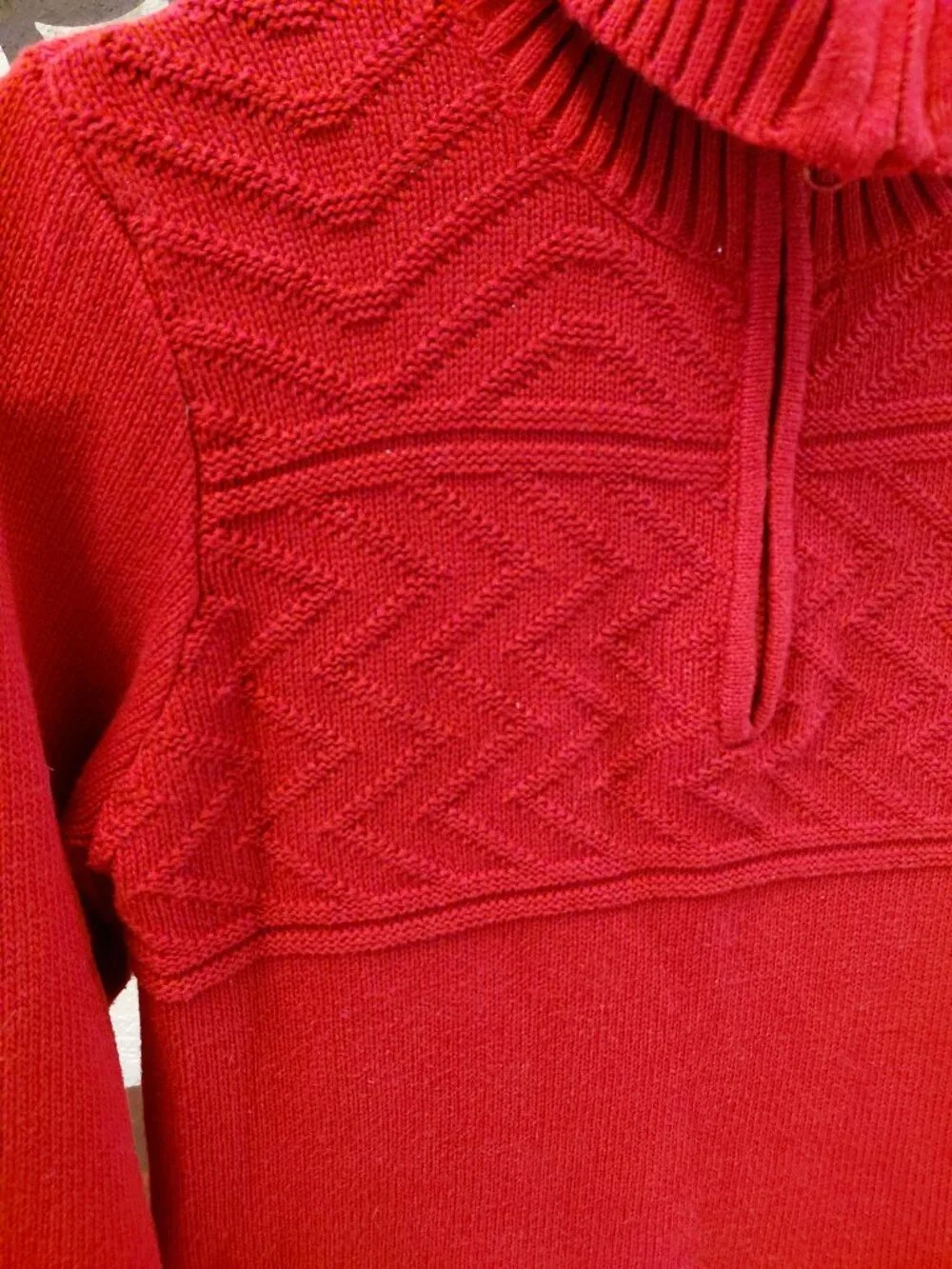 Vintage Polo Ralph Lauren Mens Red Cotton Quarter Zip Sweater Medium Flag Back